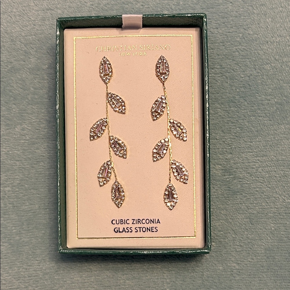 Christian Siriano Gold Leaf Drop Earrings